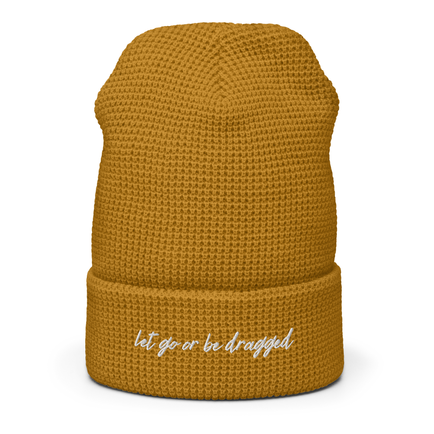 Let Go Embroidered Waffle beanie