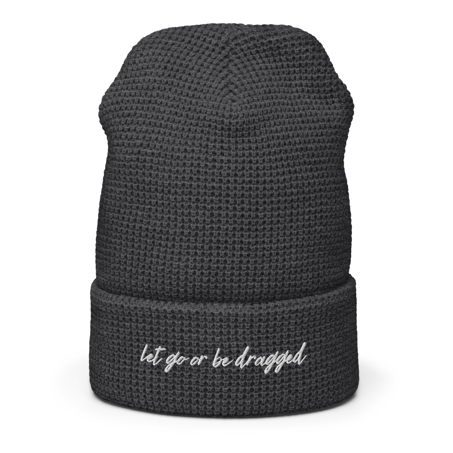 Let Go Embroidered Waffle beanie