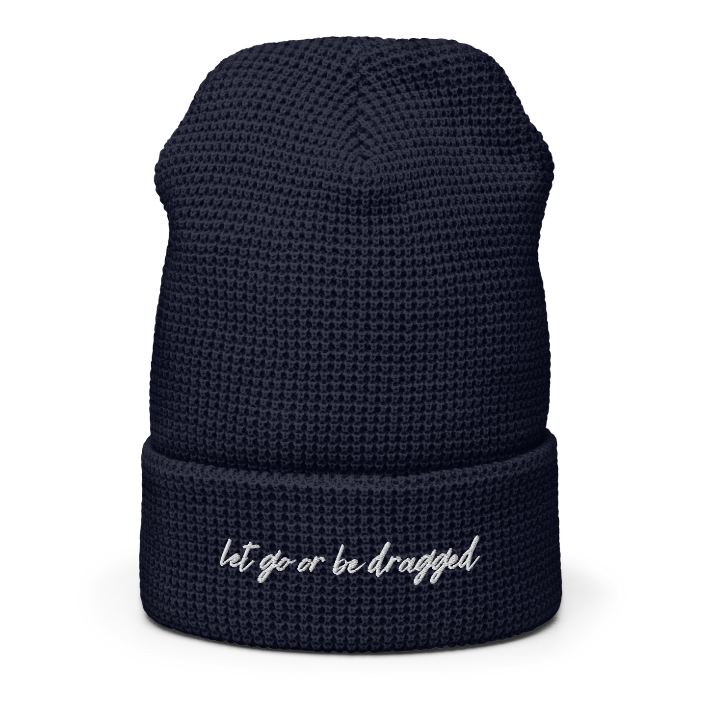 Let Go Embroidered Waffle beanie