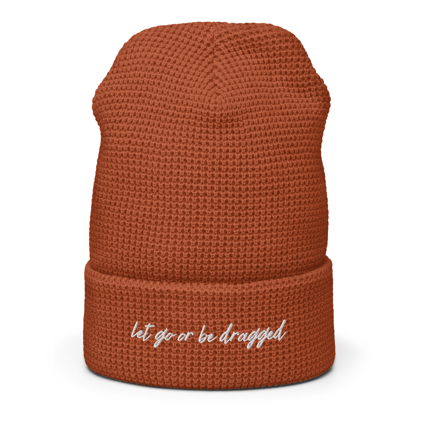 Let Go Embroidered Waffle beanie