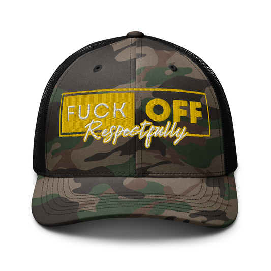 Fuck Off Camouflage Embroidered trucker hat